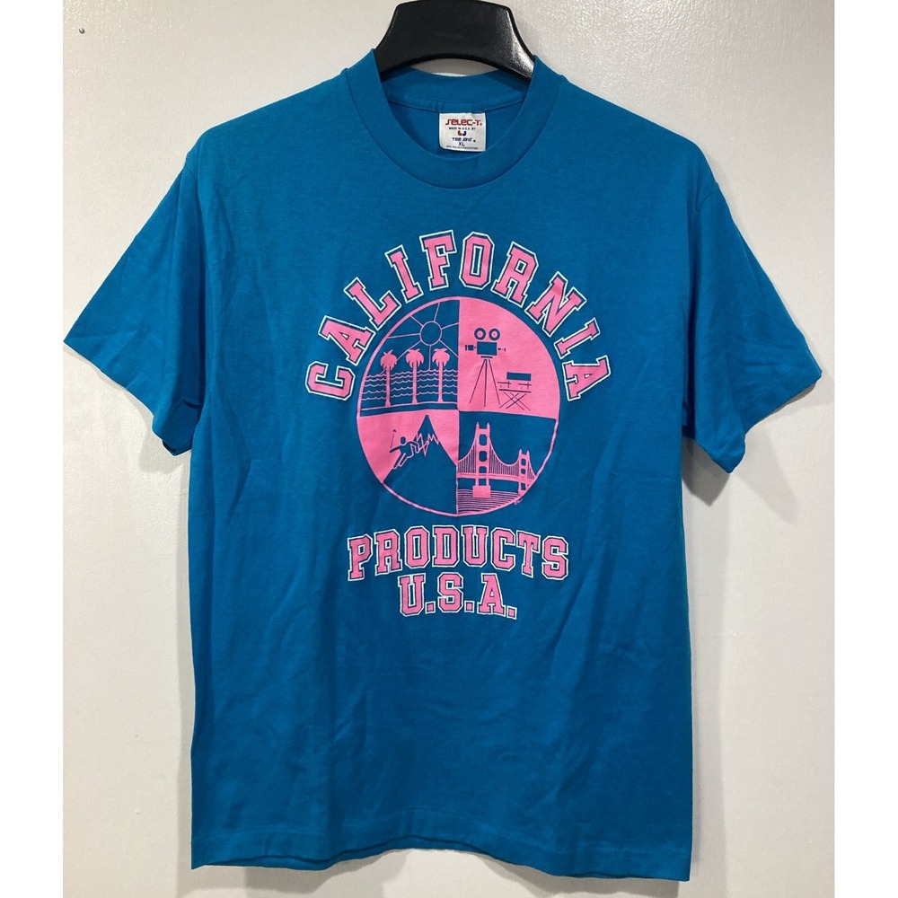 Selec-T California Products USA Single Stitch Neon XL‎ Hot Pink Short Sleeve Tee